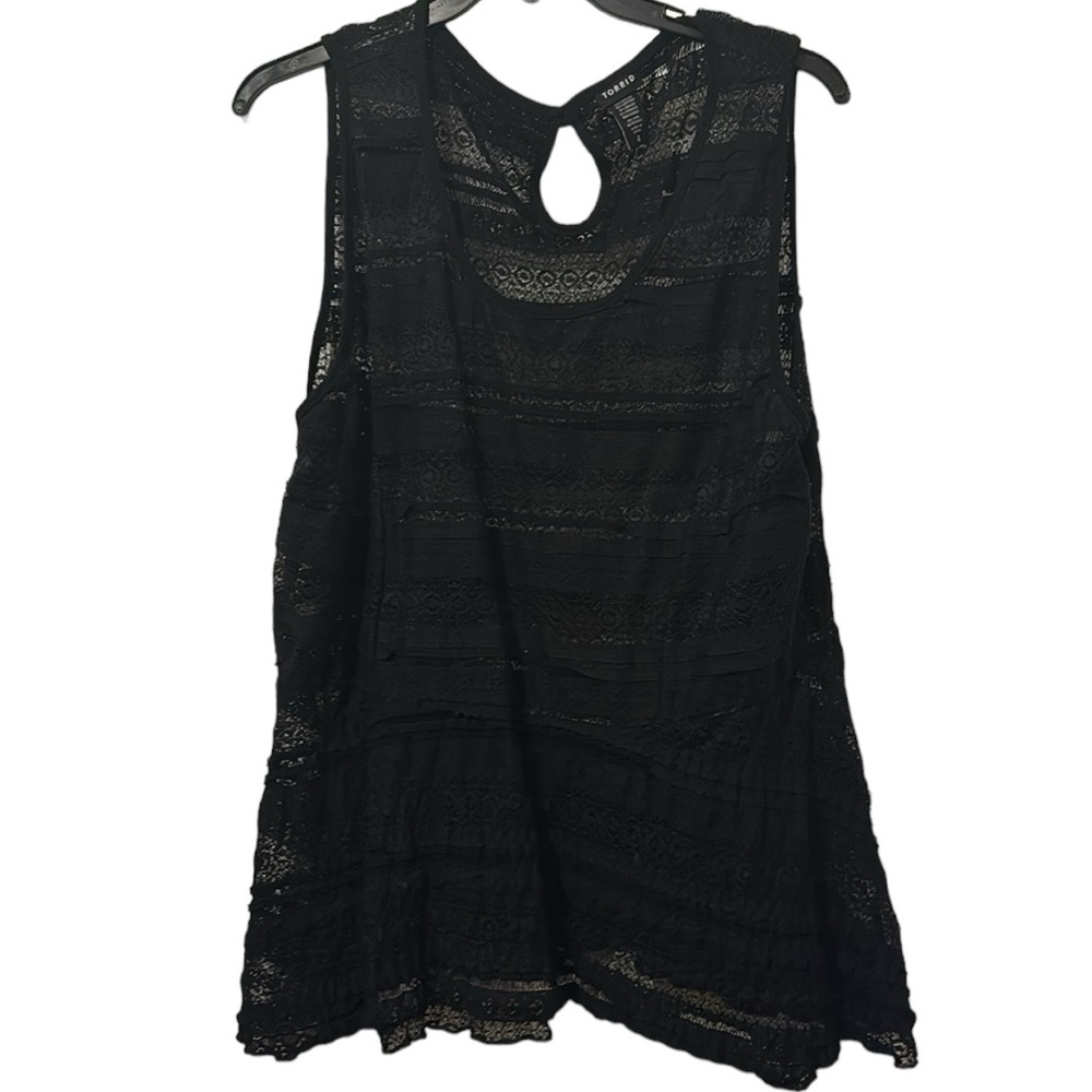 Torrid Peplum Black Tiered Lace Sleeveless Tank Top
